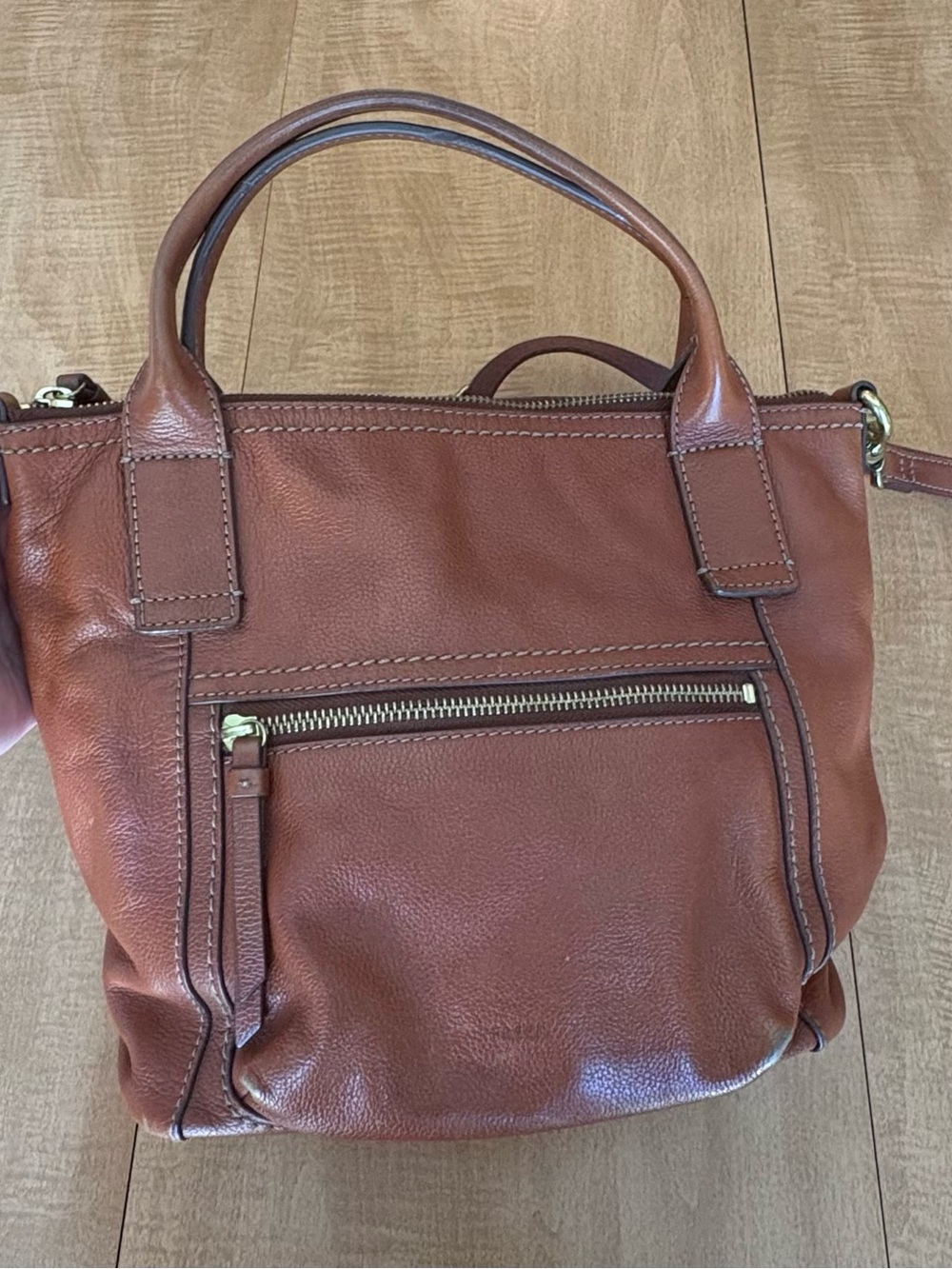 Fossil Brown Leather Crossbody Tote - Classic Women's Bag - Picture 2 of 11
